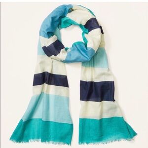 LOFT Blue and White Striped Scarf